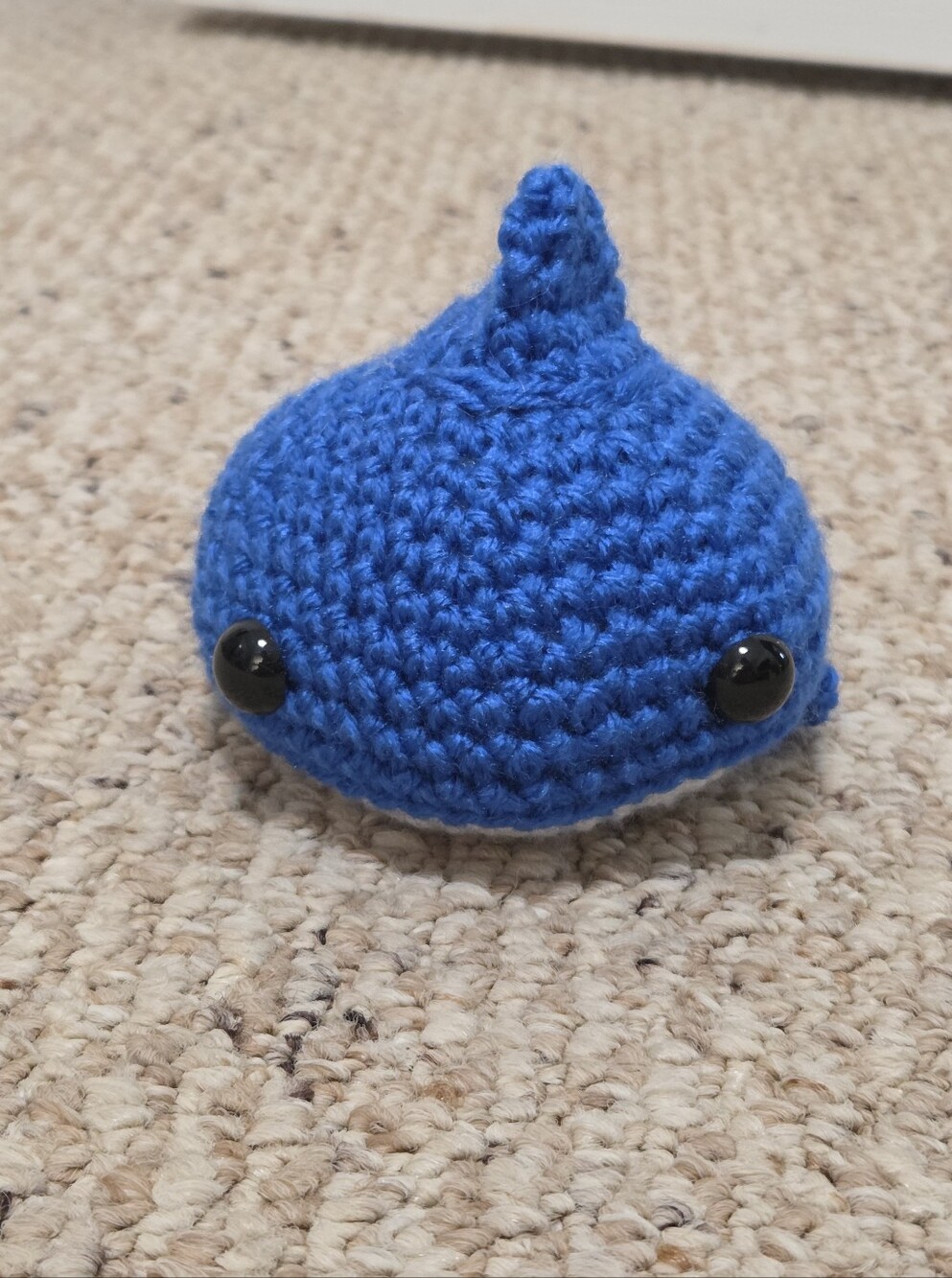 Hand Crafted Blue Crochet Shark Plush with Black Eyes